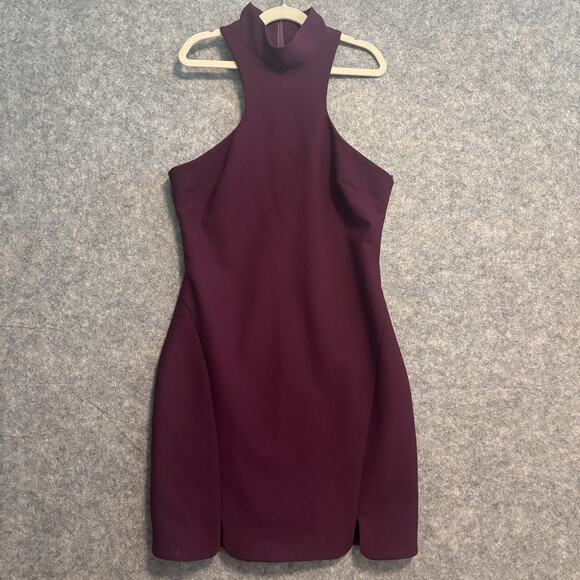 Cinq a Sept Dress Womens 6 Burgundy Halter Sleeveless Mini Bodycon Cocktail - Picture 1 of 11